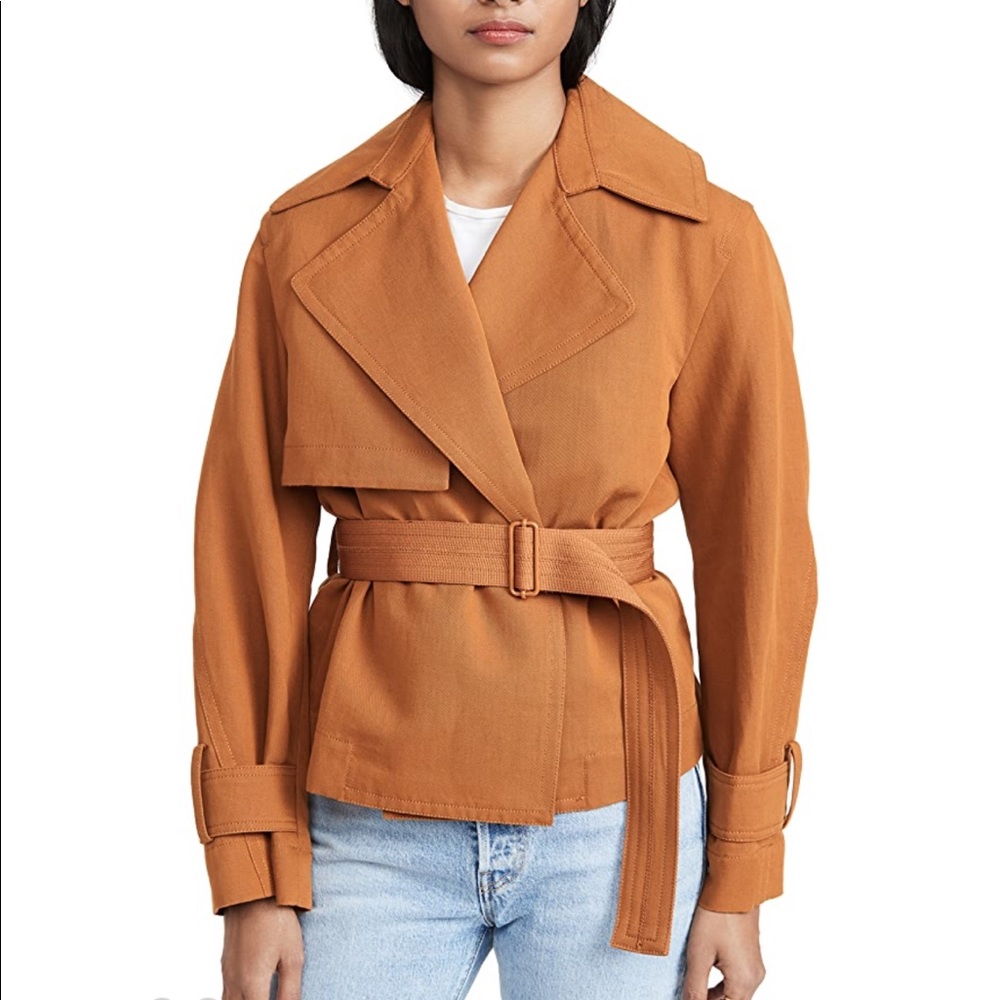 BNWT Vince Cropped Belted Jacket in Dark Sienna